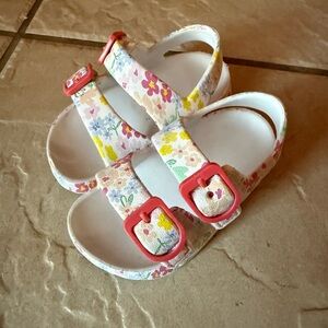 Floral Kids Sandals with Pink Accents